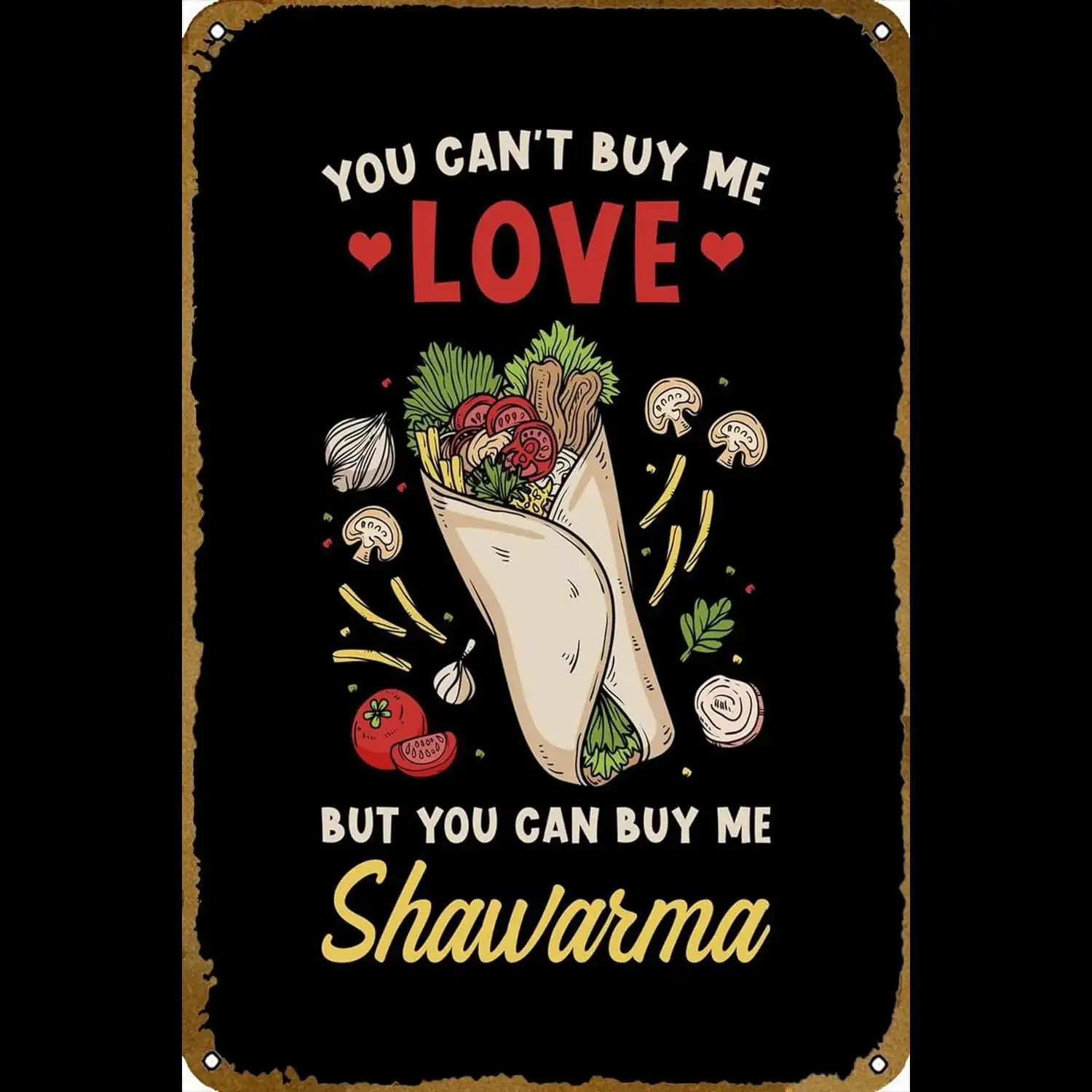 خمر شوارما ملصق تين تسجيل مضحك المعادن الغذاء تسجيل للمنزل مقهى المطبخ مطعم بار ديكور x بوصة