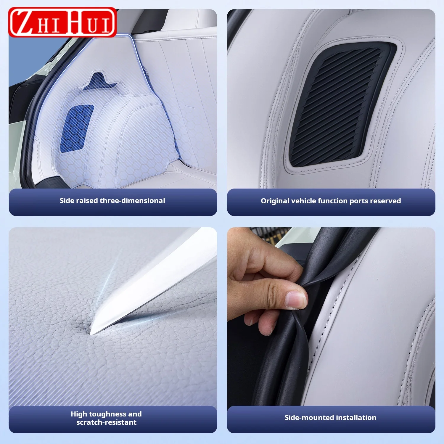 For Geely EX2 Geome XingYuan 2025 2026 Car Styling Trunk Pad Leather Backrest Mat Cargo Liner Non-Slip Protector Set Accessories