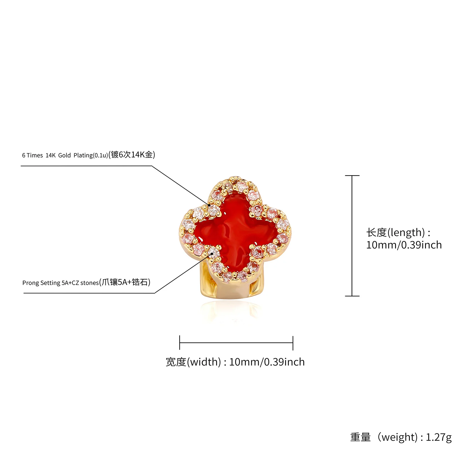 TOPGRILLZ Single Iced Out Four Leaf Clover Teeth Grillz Oil Drop Cubic Zircon Dental Grills For Women Men Tooth Cap Body Jewelry