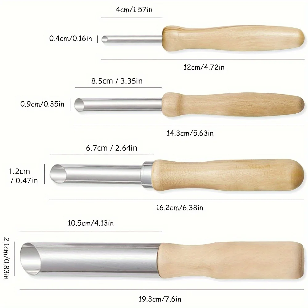 4pcs Stainless Steel Circular Clay Puncher - a Wooden Handle Tool Used for Shaping and Decorating Clay, a Ceramic Work Puncher