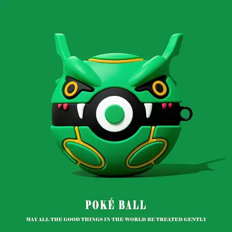 Pokemon Case for Apple AirPods 1 2 3 Airpod Pro 3D Rayquaza Key Chain Wireless Earphone Bluetooth Headset Case Silicone Cover