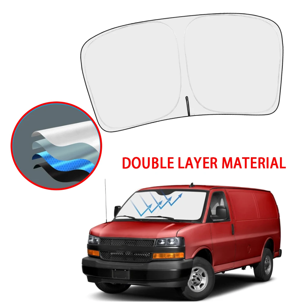 For Chevrolet Express Cargo Van 1500 3500 4500 LS LT 1996-2024 Car Window Shade Visor Protector UV Protection Curtain Cover