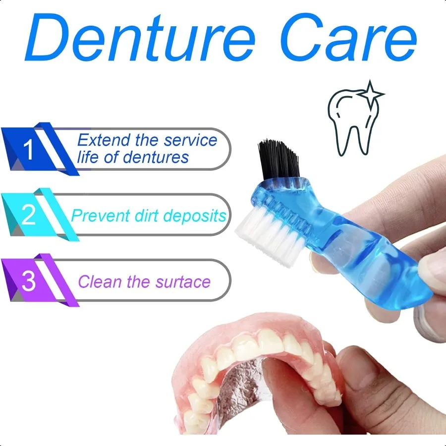 2 Pack Denture Bath Box Cup Retainer Cleaner Case with Strainer Basket Mouth Guard Cleaning Case Denture Storage Soaking Holder