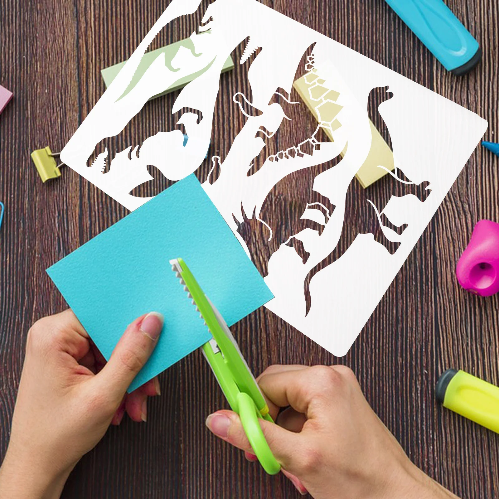 

Dinosaur Hollow Painting Template DIY Stencils for Kids Drawing Wall Painting Reusable Crafts Classroom Art Supplies