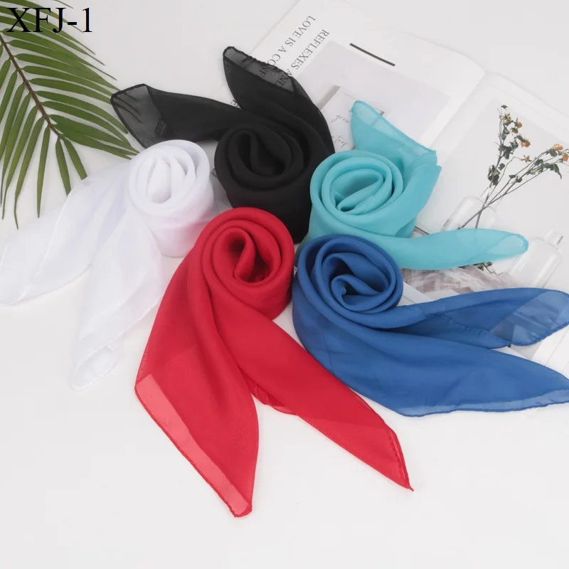 

65cm solid color small square scarf for women thin chiffon scarf versatile square decorative scarf dance gauze scarf for women