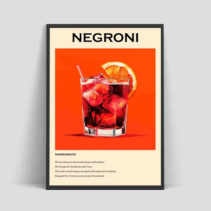 الطراز القديم كوكتيل المشروبات Negroni Mojito الملصقات الرجعية Aperol Spritz قماش يطبع جدار الفن اللوحة صور بار المطبخ #3