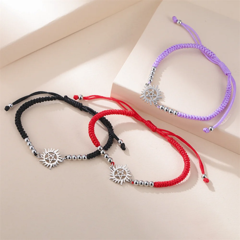 My Shape Pentagram Sun Bracelets Stainless Steel Pendant Bangle Adjustable Size Hand Chain Jewelry Supernatural Amulet Gifts view 4