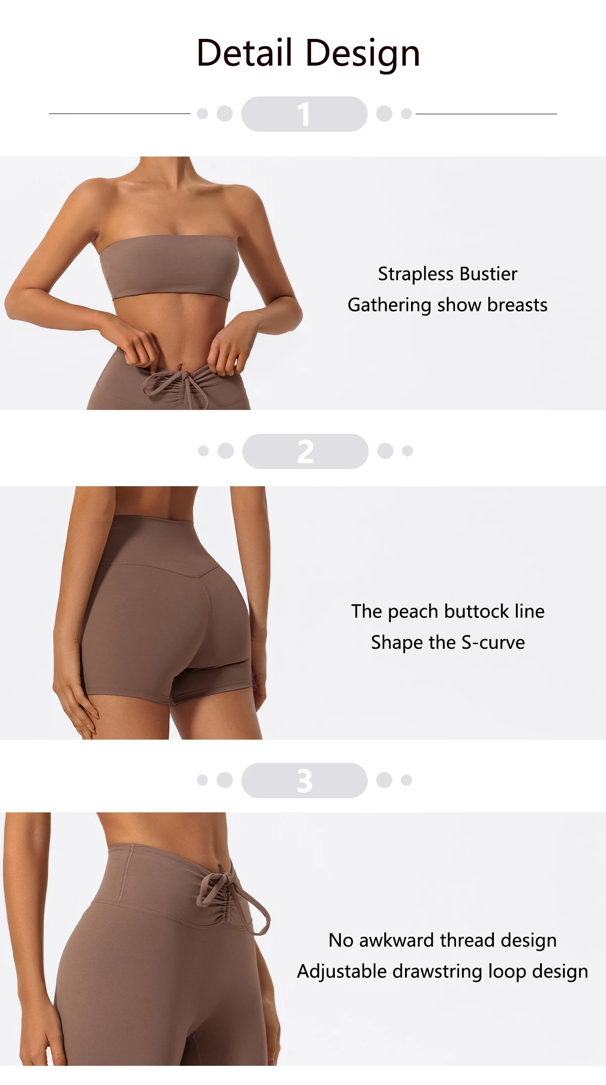 Hearuisavy 2-teiliges Gym-BH-Set für Damen, Yoga-Anzug, schnelltrocknendes Tube-Top, Sportbekleidung, Lauf- und Workout-Kleidung, Sport-Leggings-Sets für Damen – Detail 2
