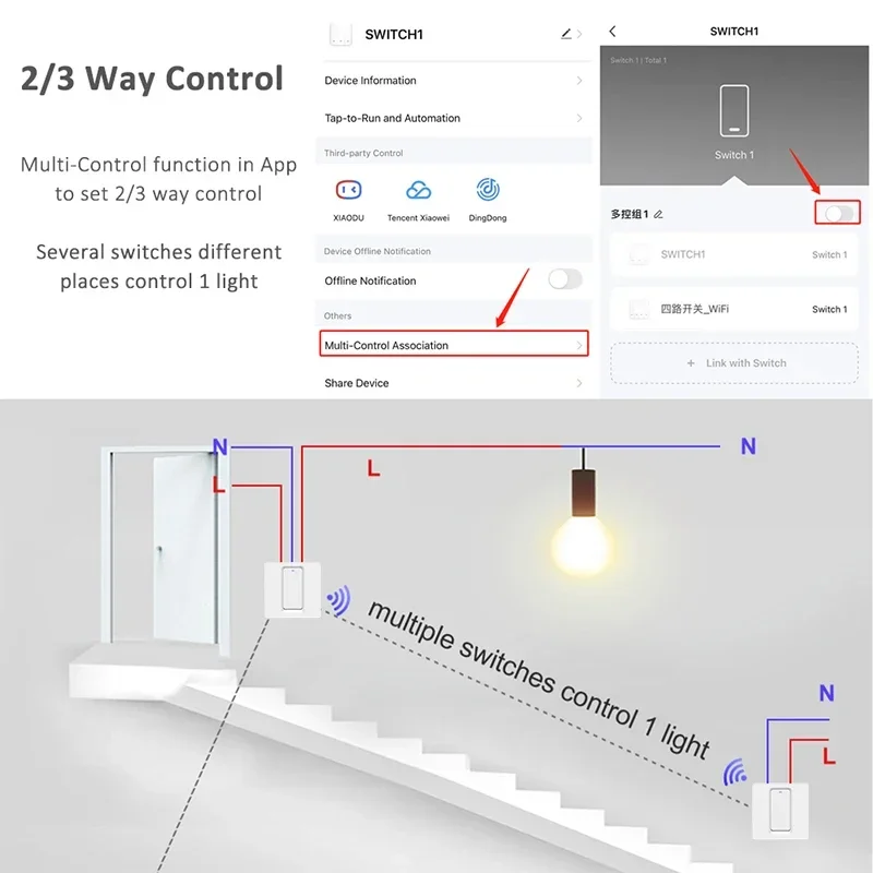 WiFi Smart Wall Light Switch Push Button Wireless APP Remote Voice Control Smart Life Tuya 1/2/3 Gang Wall Switch Google Alexa