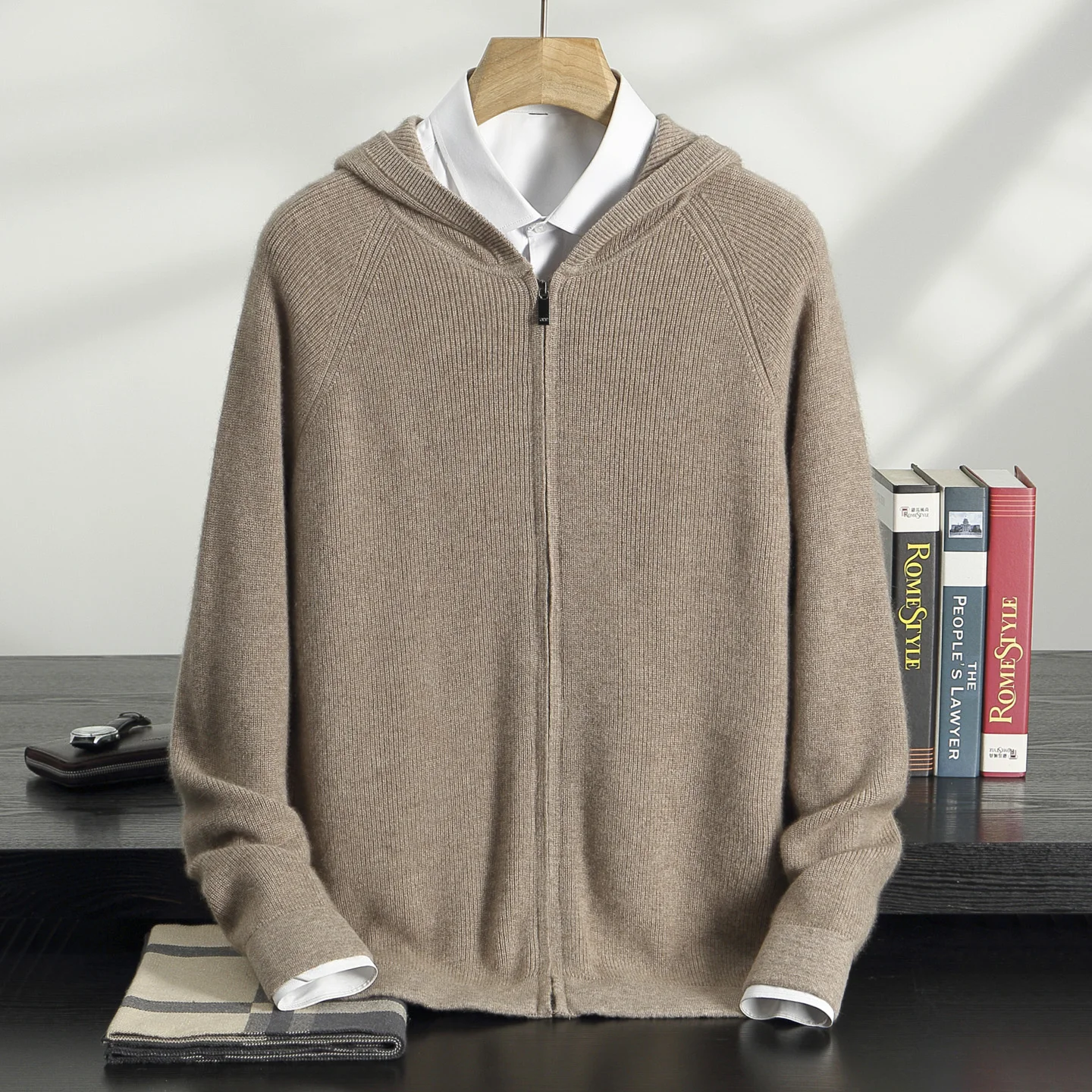 

Осень-зима, мужской кашемировый кардиган на молнии, толстовка, толстый кашемировый свитер, 100% козький кашемировый трикотаж, умный повседневный свитер, пальто