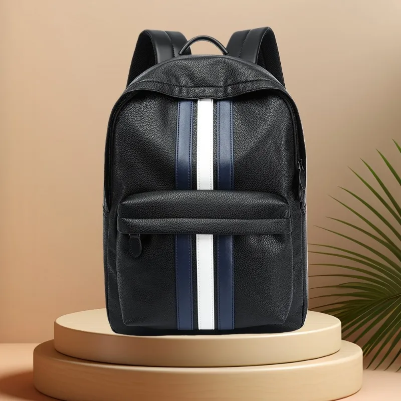 

Модный полосатый рюкзак для мужчин, роскошные мужские рюкзаки из мягкой кожи, повседневный рюкзак для деловых поездок, мужские сумки для ноутбука, школьные ранцы