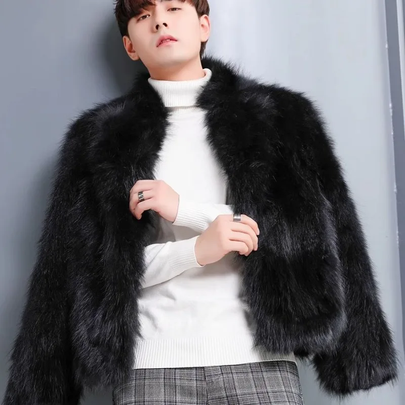 Men's Winter Tops Coat Faux Fur Eco Thickened Warm Vintage Simple Comfortable Loose Casual Design Fashion Soft Niche Versatile