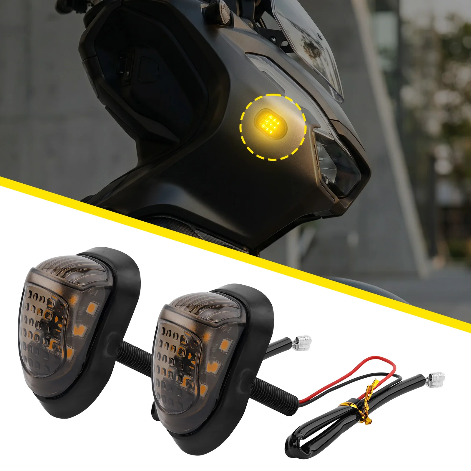 2Pcs Motorcycle Flush Mount LED Turn Signal Light Blinker Flasher Amber Indicator Lamp Motorbike Accessories