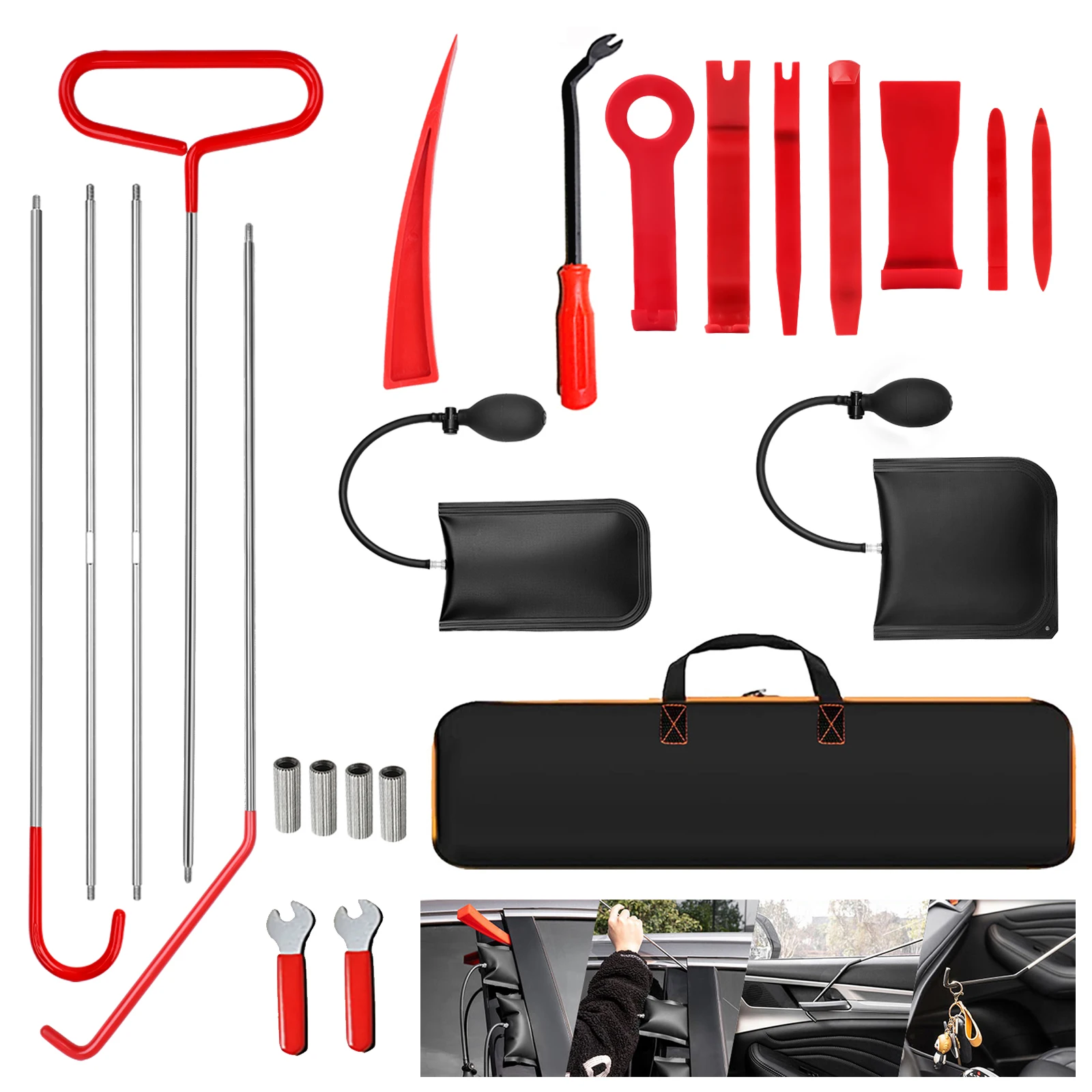 

23pcs Automotive Emergency Door Opening Tool Stainless Steel Long Distance Hook Tool Instrument Panel Disassembly Tool