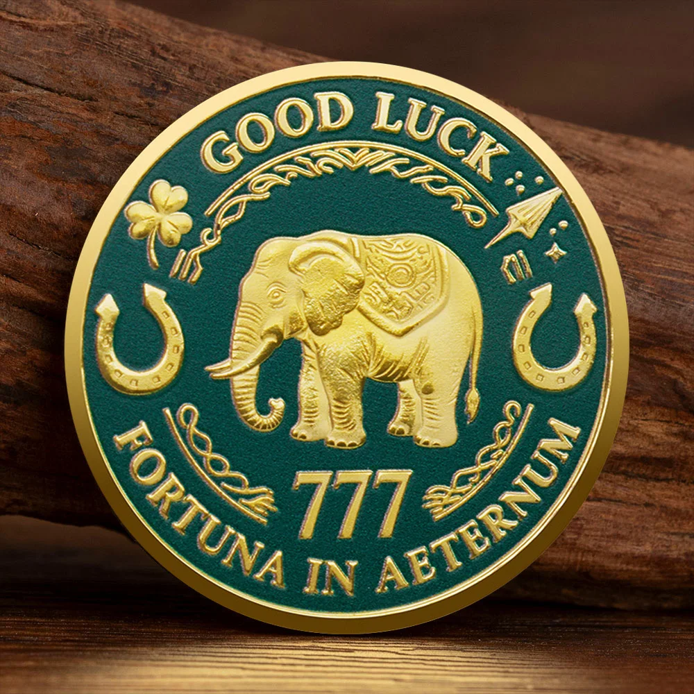 عملة تذكارية مطلية بالذهب البرسيم حسن الحظ فورتونا في عملة تذكارية الأبدية ديكور المنزل