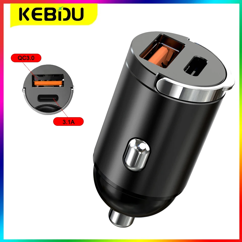 QC3.0 Mini-Autoladegerät, Dual-USB-Anschlüsse, Schnellladung, 3,1 A, Schnellladeadapter, 12 V, 24 V, für iPhone Xiaomi Handy