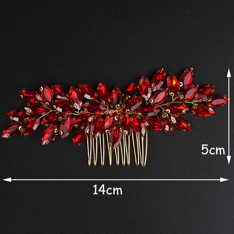 Fashion Rhinestone Hair Comb for Bridal Headpiece 9 Color Wedding Hair Accessories Women Handmade Tiara Headdress Party Headwear