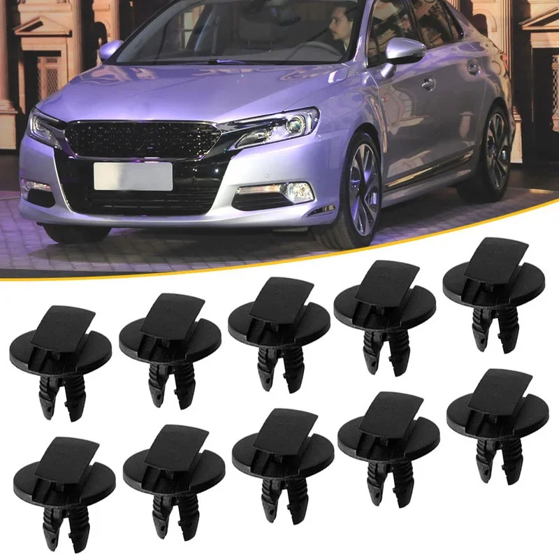 20pc For Peugeot Citroen Car Interior Bumper Fender Fixed Fastener Clips Push-in Retainer Rivet Clip Black Car Decor Accessories