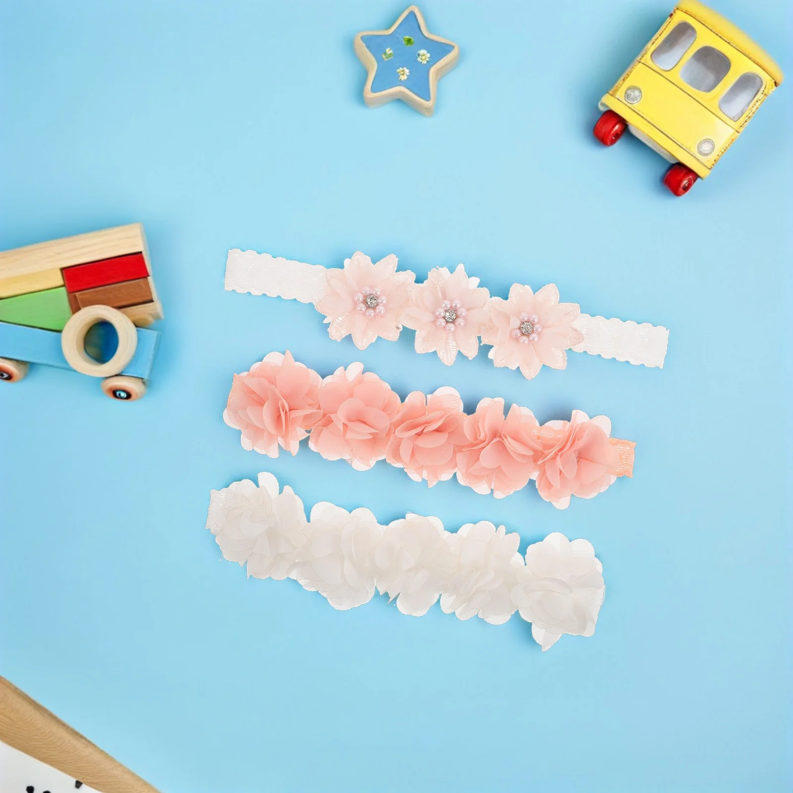 

3Pcs Infant Headwear Floral Girls Hair Accessories for Newborns Elastic Comfortable Baby Girl Hairbands for Casual Formal