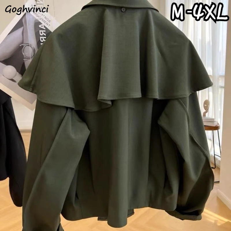 Autumn Baggy Trenches Women Cropped Leisure BF Coats Fashion Streetwear All-match Office Ladies New Designer Zip-up Outerwear