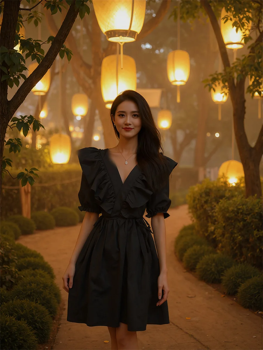 여성용 드레스 Y2K 블랙 프렌치 스타일 플리츠 드레이프 브이넥 머메이드 피쉬테일 이브닝 포멀 파티 웨딩 축하 볼 가운