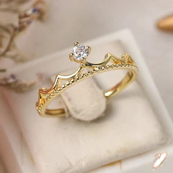 ZHOUYANG Rings For Women light Luxury Style Princess Crown Zircon Rose Gold Color Daily Party Finger Ring Fashion Jewelry R020