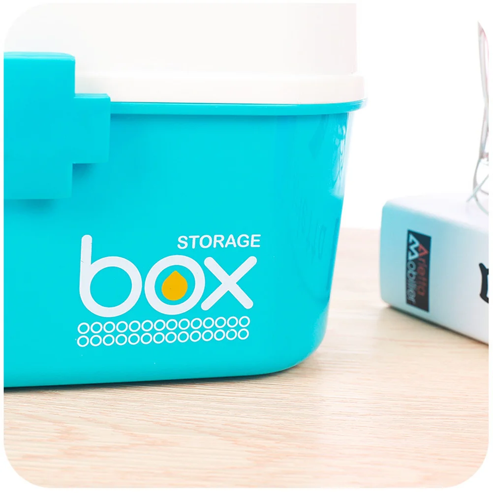 Mini Medicine Storage Organizer First Aid Kit Double Layer Large Capacity Portable Family Emergency Storage Size S Lake Blue