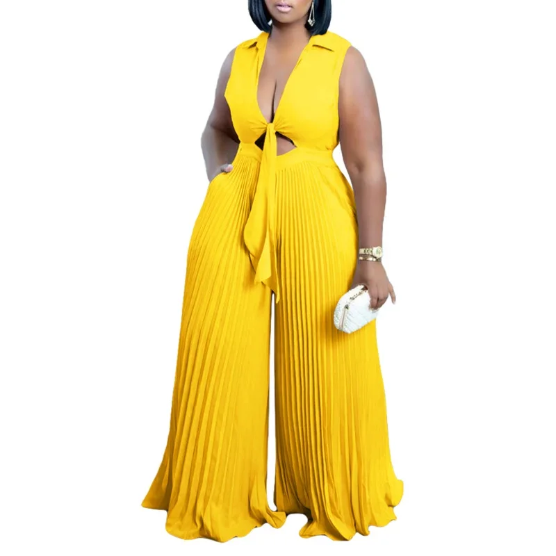 

Jumpsuit Women S-3XL Sexy Party Club Romper Ruffles Halter Sleeveless Solid Wide Leg Office Lady Wholesale Dropshipping