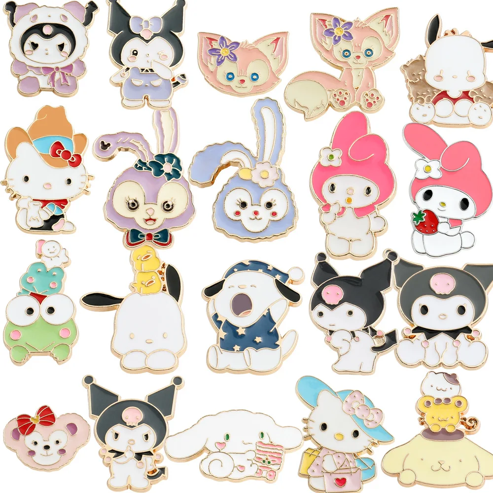 Sanrio Hello Kitty Kuromi Cute Kit Cat Lapel Pins for Backpacks Brooches for Women Enamel Pin Gift Fashion Jewelry Accessories