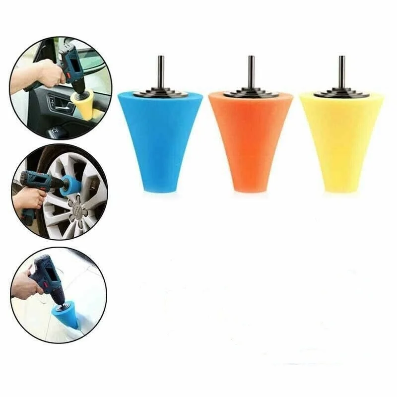 5-9pcs Car Hub Polishing Sponge Grinding Head Metal Plastic Grinding Spherical Conical Sponge Polishing Sponge Wheel