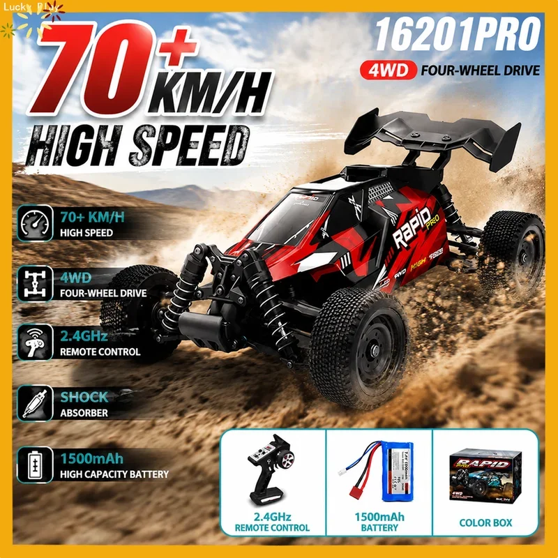 Scy16201pro 1/16 4wd Brushless Rc Buggy 70kmh Offroad Race Car Metal Diff Waterproof Esc 2.4g Remote 7.4v 1500mah Lipo Rc Buggy