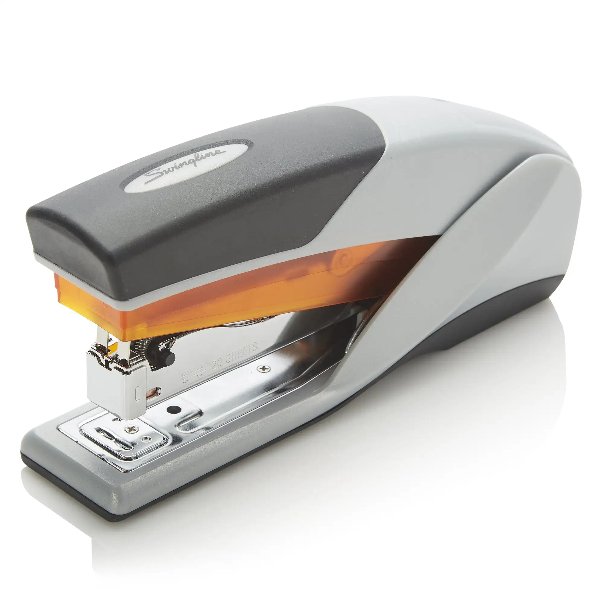 

Optima 25 Reduced Effort Stapler, 25 Sheets, Gray/Orange