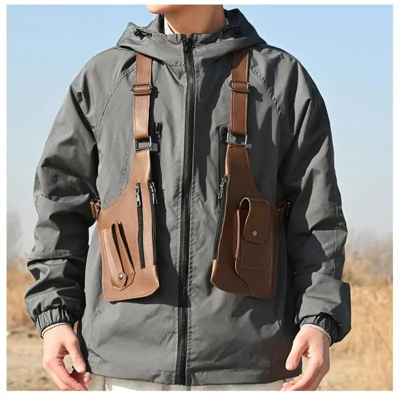 1 Stück Multifunktionale Wasserdichte PU-Umhängetasche mit Mehreren Taschen, Diebstahlsicher, Doppelter Schultergurt, Taktische Angeltasche – Detail 5