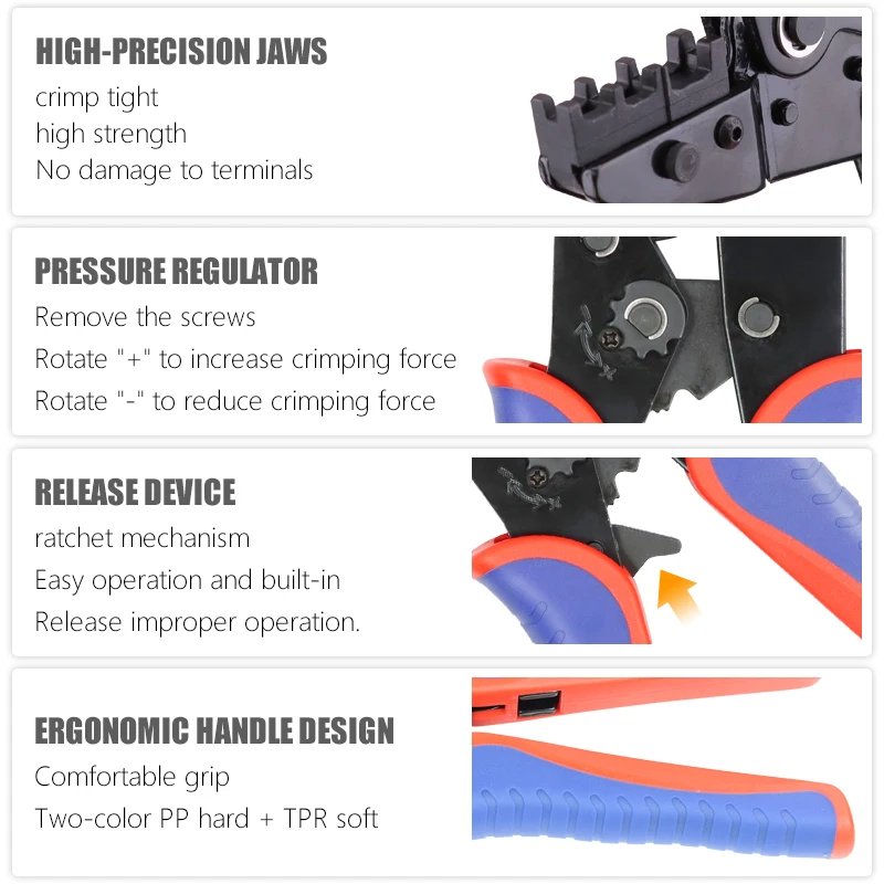 Pince à sertir YFX-03C mâchoire à changement facile pour thermorétractable/baril ouvert/Non isolé/virole/MC2.5/4/6 outils de connecteurs