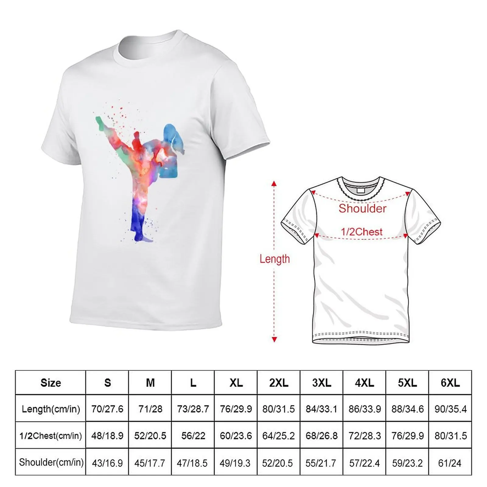 Female karate, woman karate, watercolor karate T-Shirt anime summer tops Men's cotton t-shirt
