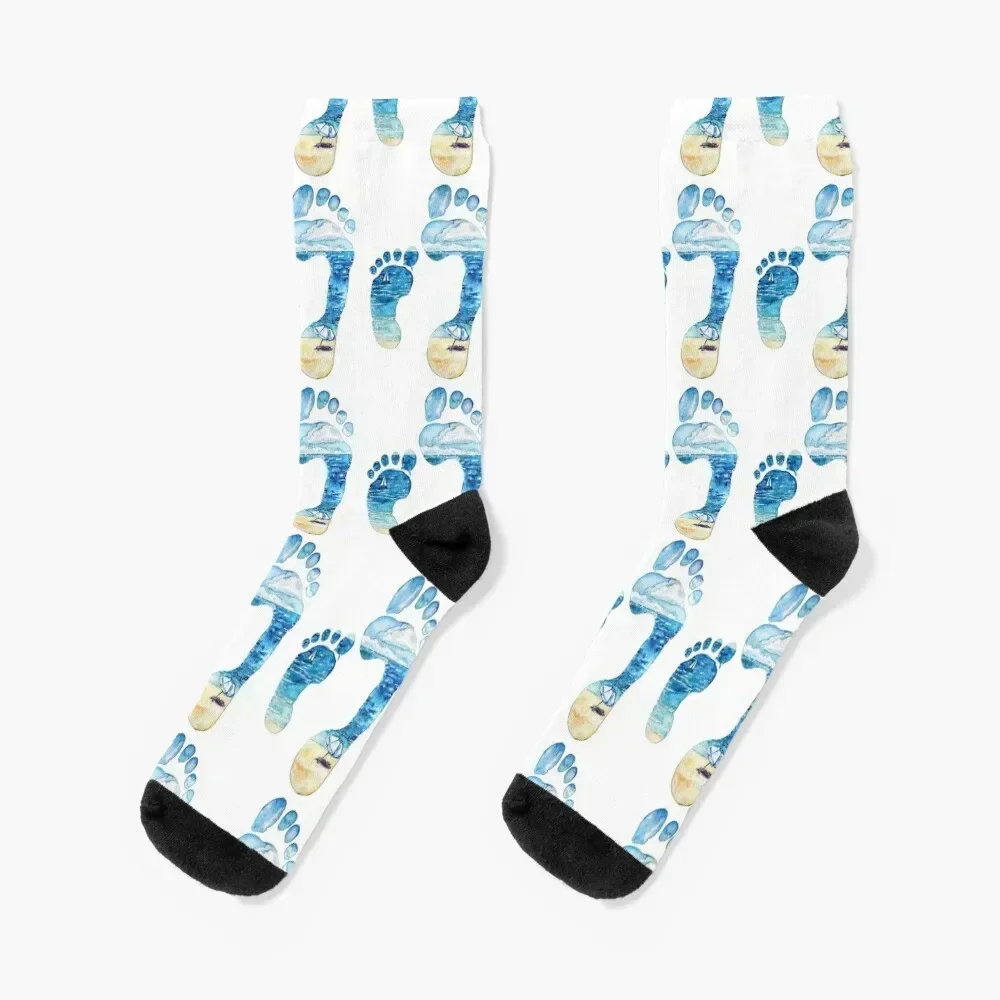 

Footprints with memories inside Socks Climbing custom sports christmas gifts Man Socks Women's