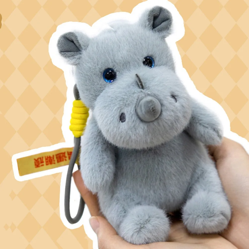 

Keyring Wrist Pad Rhino Pendant Fluffy Animal Rhino Cartoon Soft Rhino Home Decor