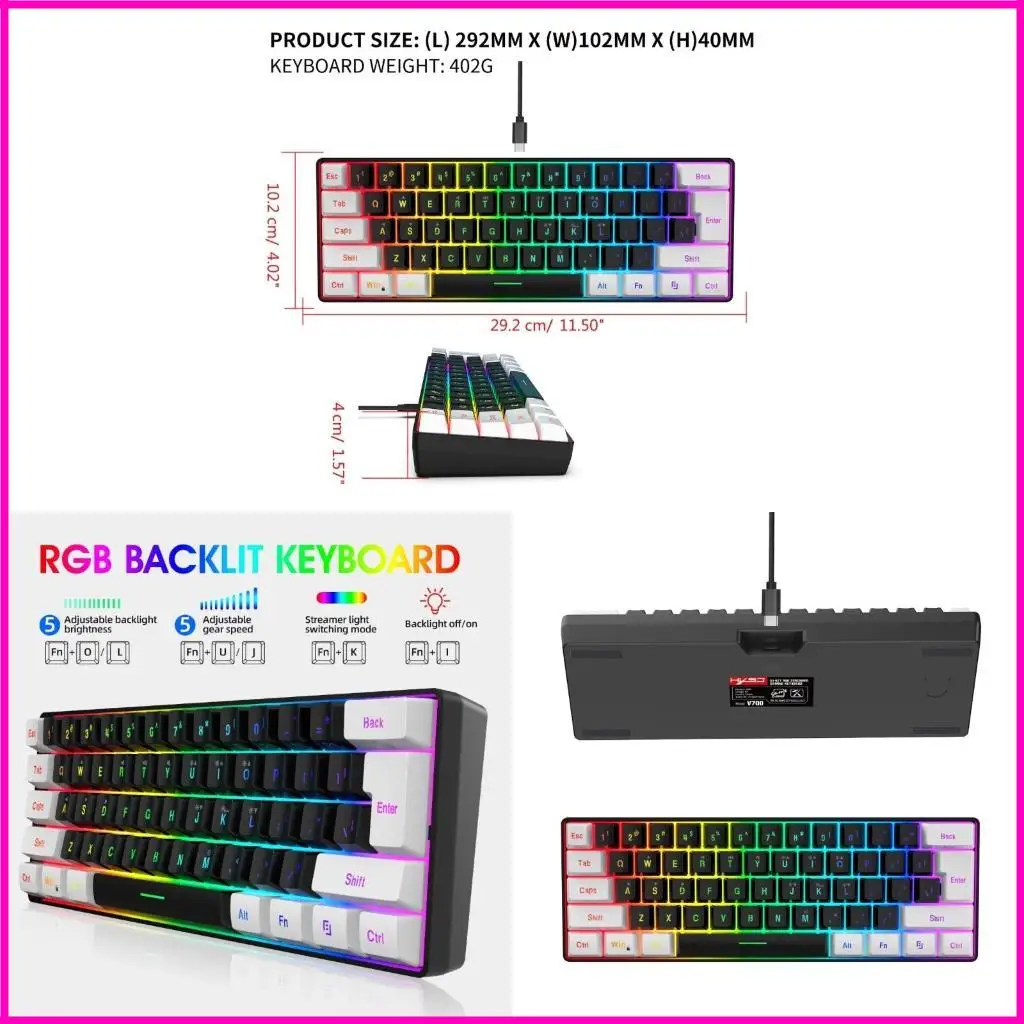 

61Keys Gaming Keyboard Mouse Combo Set Ergonomic RGB Backlight Wire Keyboard Mouse Set For Laptop PC Gamer Computer