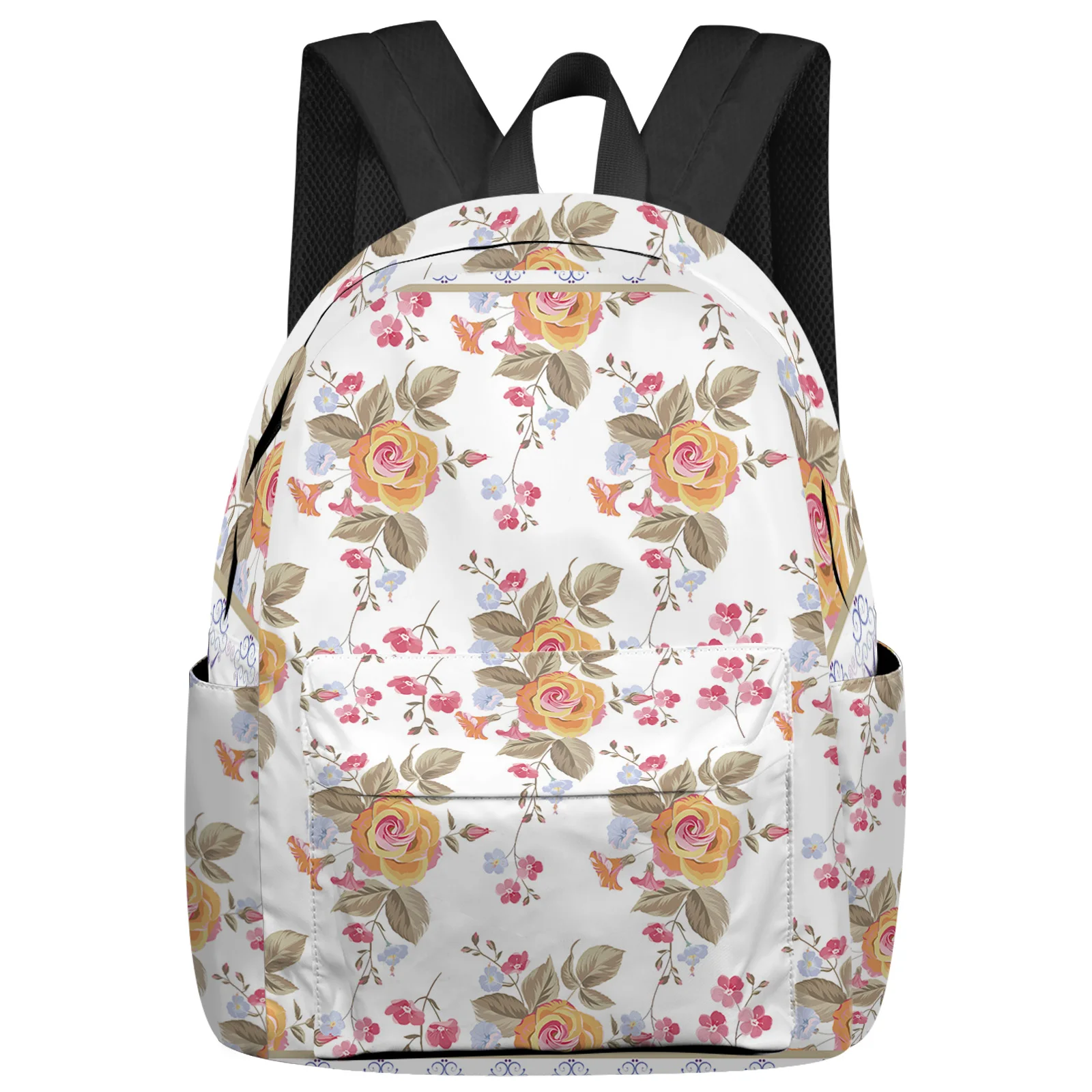 Flower Leaf Line Hand Drawn Backpack School Bags for Teenagers Girls Students Laptop Bag Women's Casual Travel Backpack