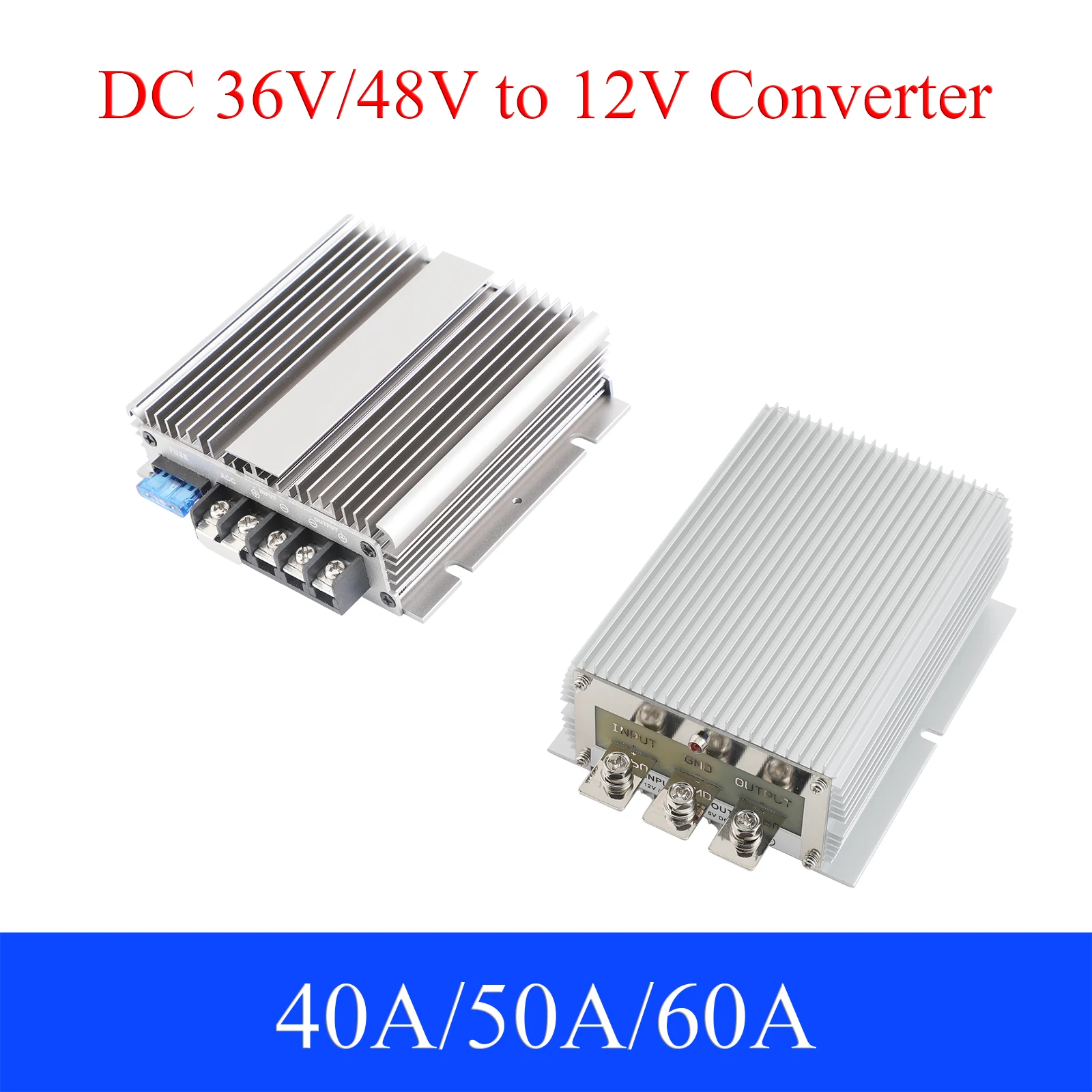 36/48V to 12V DC Power Converter 40A 50A 60A Auto Buck Regulator Step Down Voltage Supply Module For Car