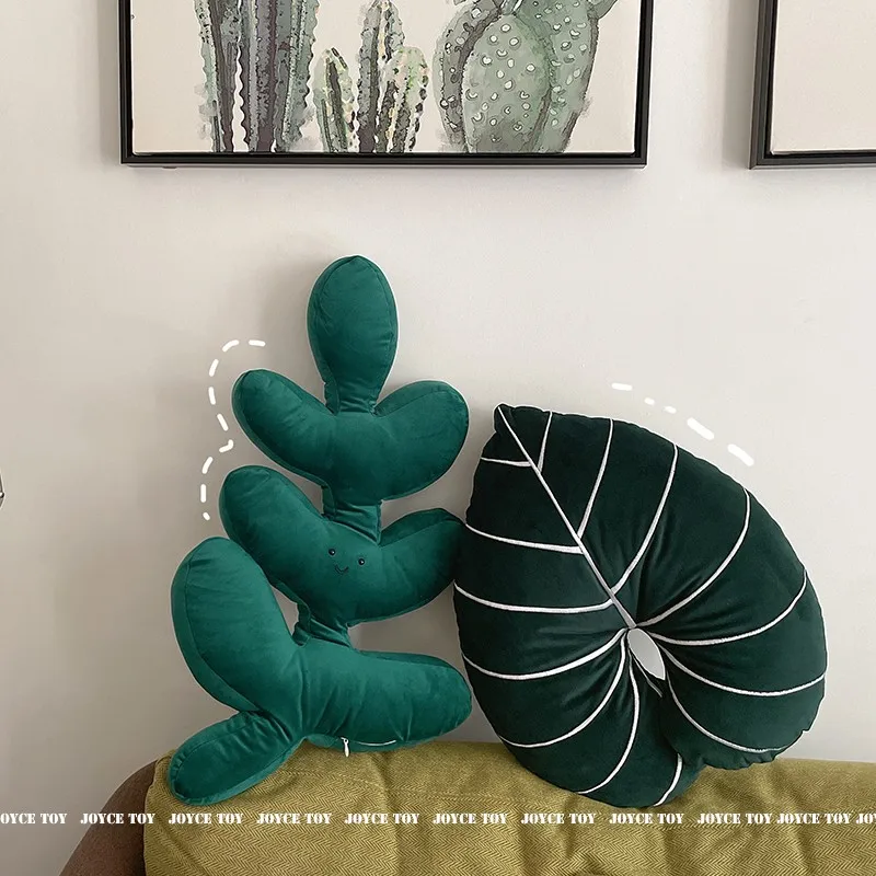 MOMO Scandinavian Ins Style Sofa Pillow Living Room Turtle Back Decorative Trailing Green Bedroom Green Leaves Plant Cushion