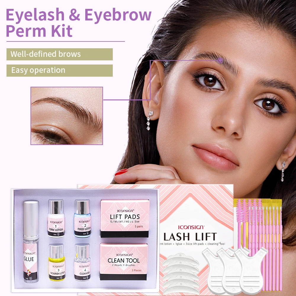 Dropshipping ICONSIGN Upgrade Lash Lift Kit Professional Eyelashes Lash Lift and Kit Brow Semi-Permanent Wave Eyelash Perm pink