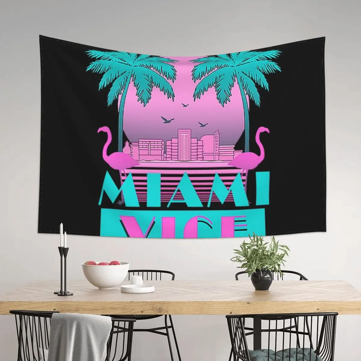 

Miami Vice - Retro 80s Design Tapestry Room Decorations Aesthetic Decor For Bedroom Bedrooms Decor Tapestry
