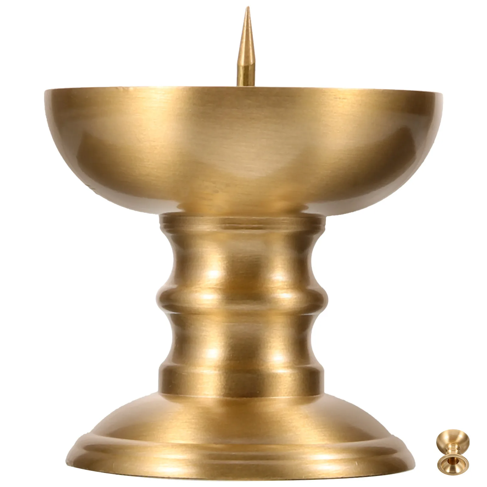 

1pcs Copper Holder Compact Decorative Candlestick For Home Wedding Meditation Buddhist Altar Tea Light Stand