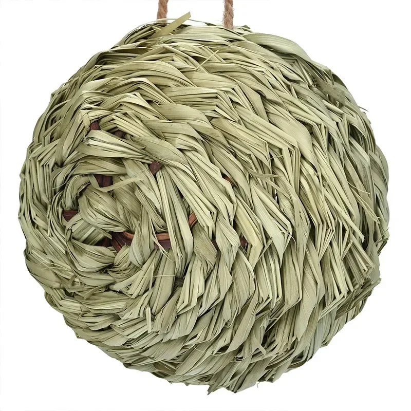 Hand-woven Hummingbird Bird Nest Houses Ball Shape Grass Weaving Hanging Hummingbird Nest House For Outdoor Garden Decor