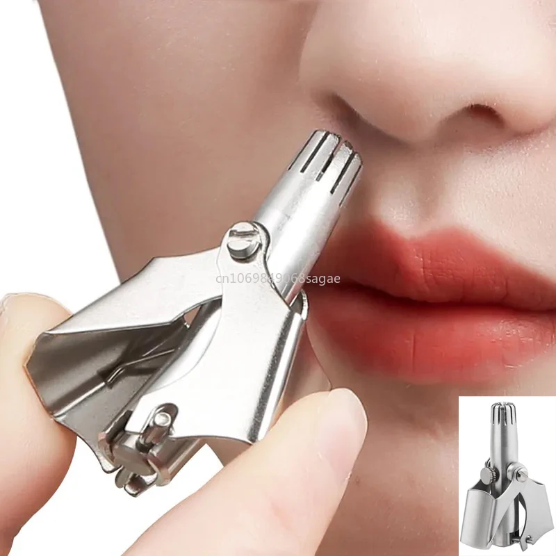 Stainless Steel Manual Nose Trimmer Men Nose Hair Trimmer Portable Vibrissa Razor Shaver Washable Nose Ear Hair Trimmer