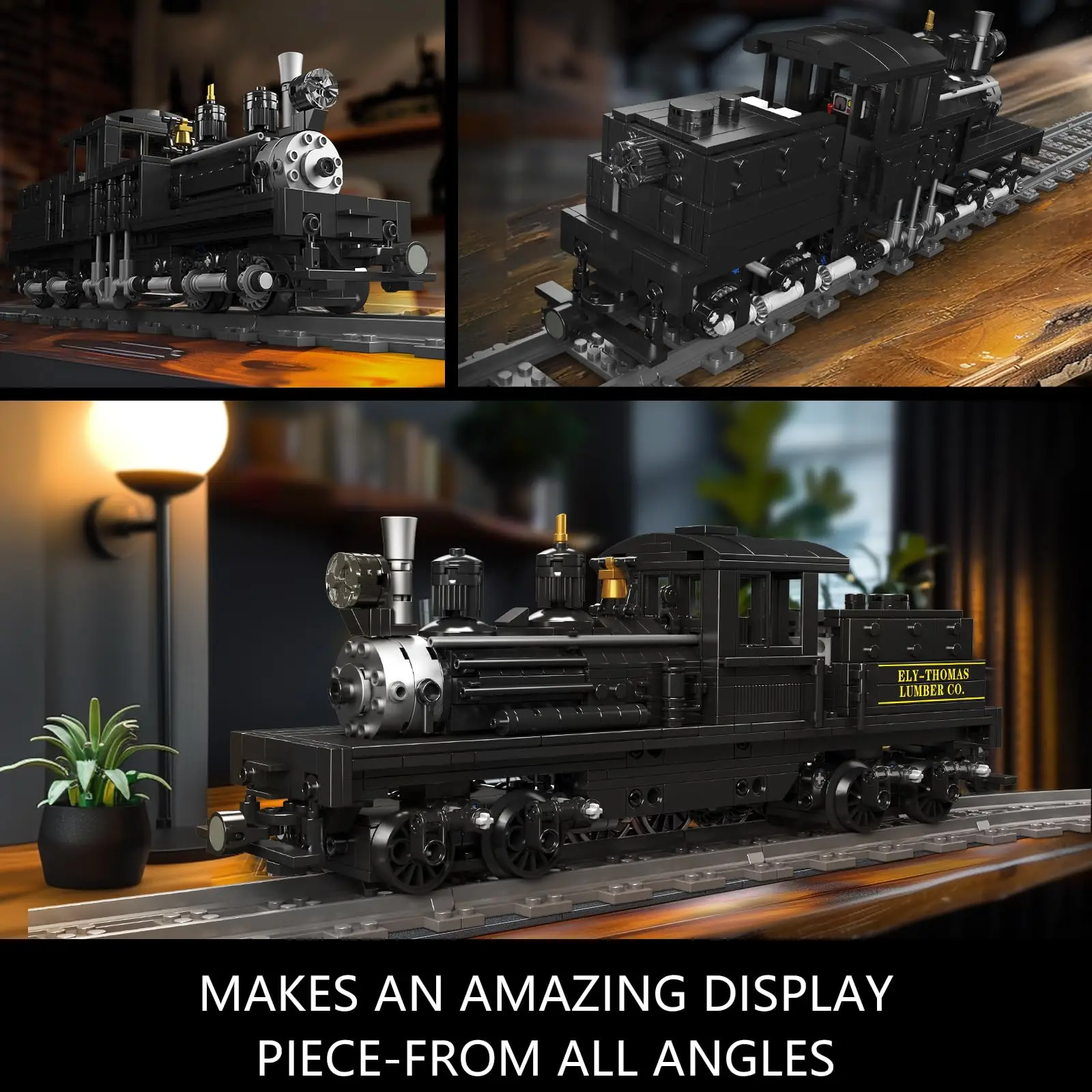 Mould King 880 PCS Shay Steam Locomotive with LED & APP Control, Train Building Blocks Set with Tracks for Adult Collectors