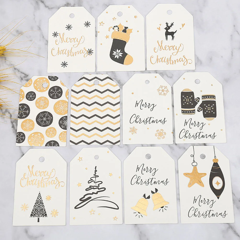 

200pcs Present Label Card Tags Xmas Gift Labels Classic Design Holiday Xmas Label Cards Decorations Paper Cards
