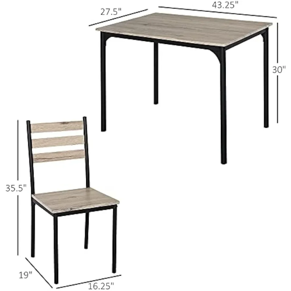 Modern Dining Table Set for 4 5-Piece Kitchen Table Set Rectangular Dining Table and 4 Chairs for Small Space Dinette