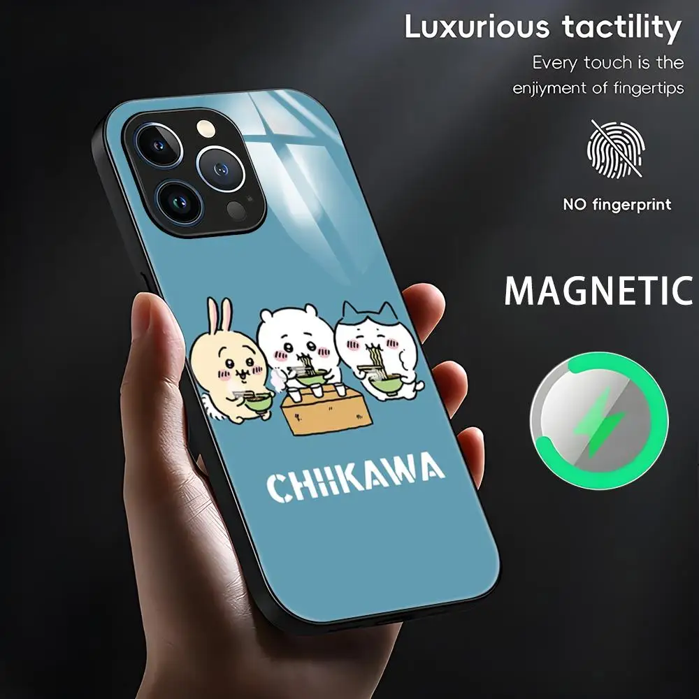 Cartoon Cute C-Chii-kawasS Phone Case For iPhone 15 14 13 12 11 X XR XS XSMAX 8 7 Plus Mini Pro Max Glass Magnetic Phone Case